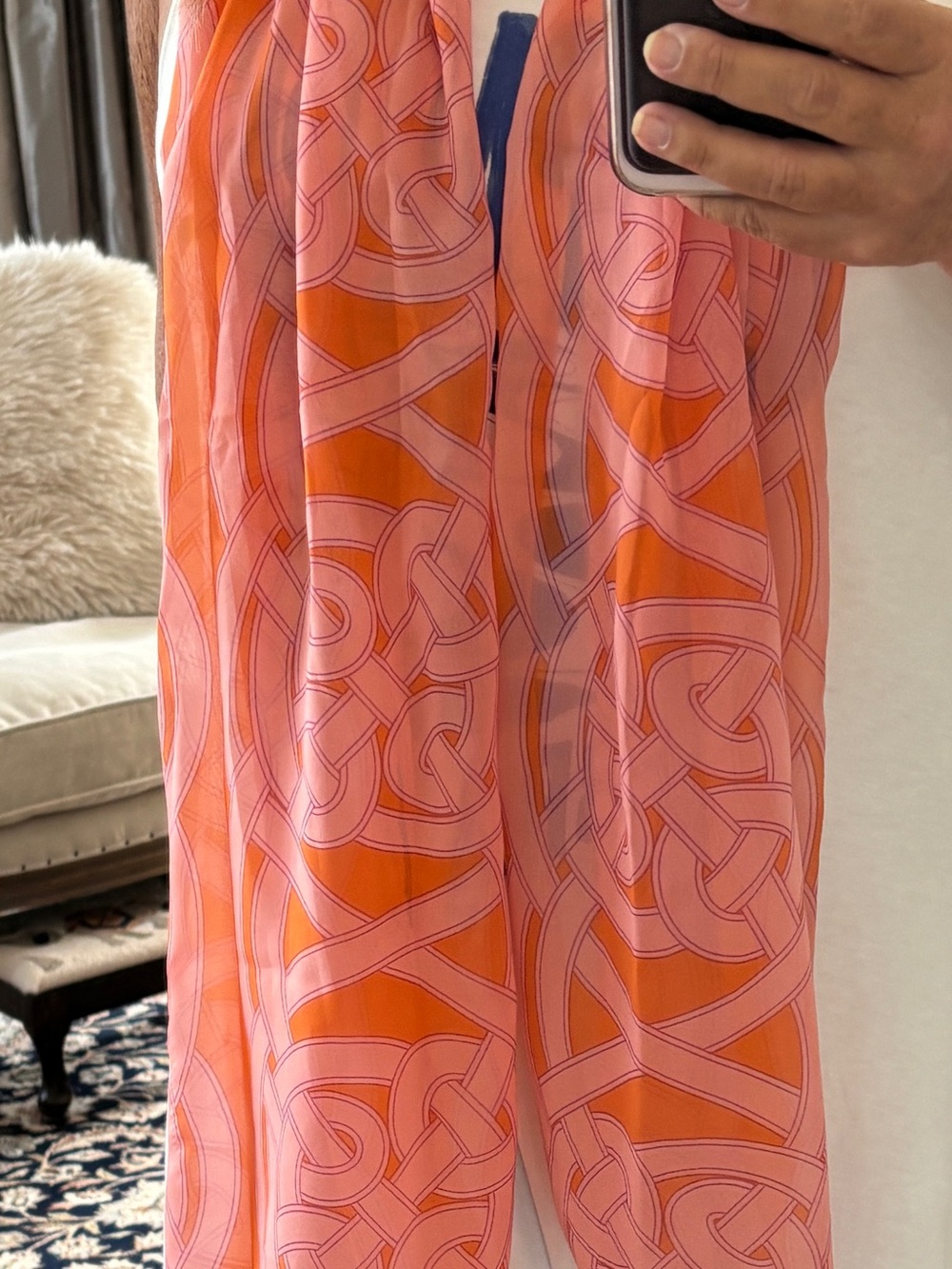 NWOT Lightweight Orange Pink Purple Patterned Women's Scarf 18x70